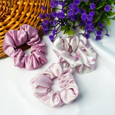 Lilac & White Scrunchies Set Of 3