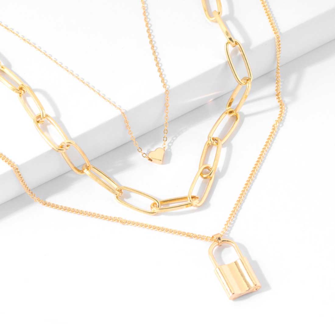 Lock & Heart Layered Necklace