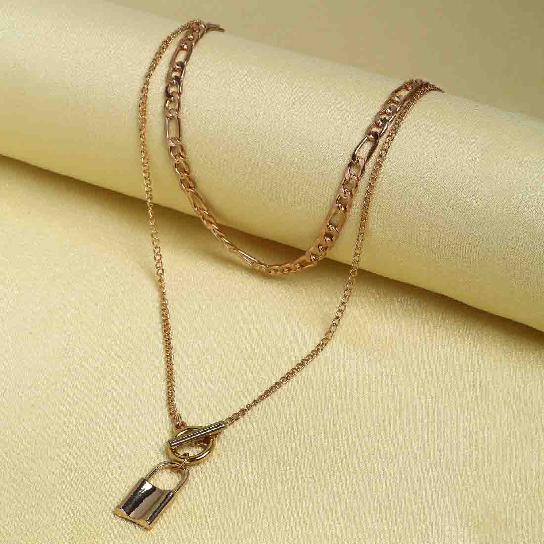 Lock Layered Chain Necklace