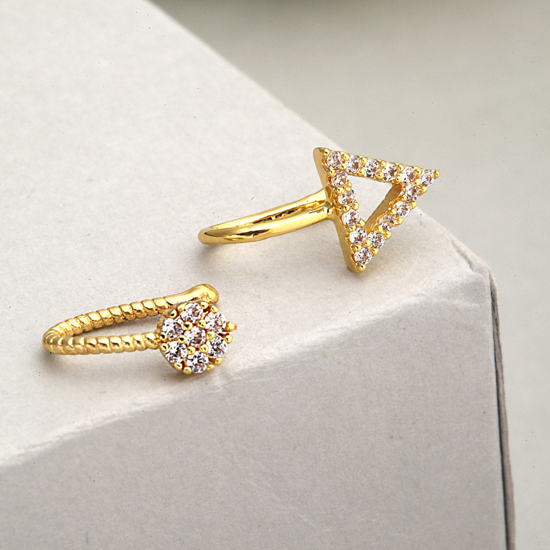 Lucent Triangle-Circle Nose Pin Set of 2