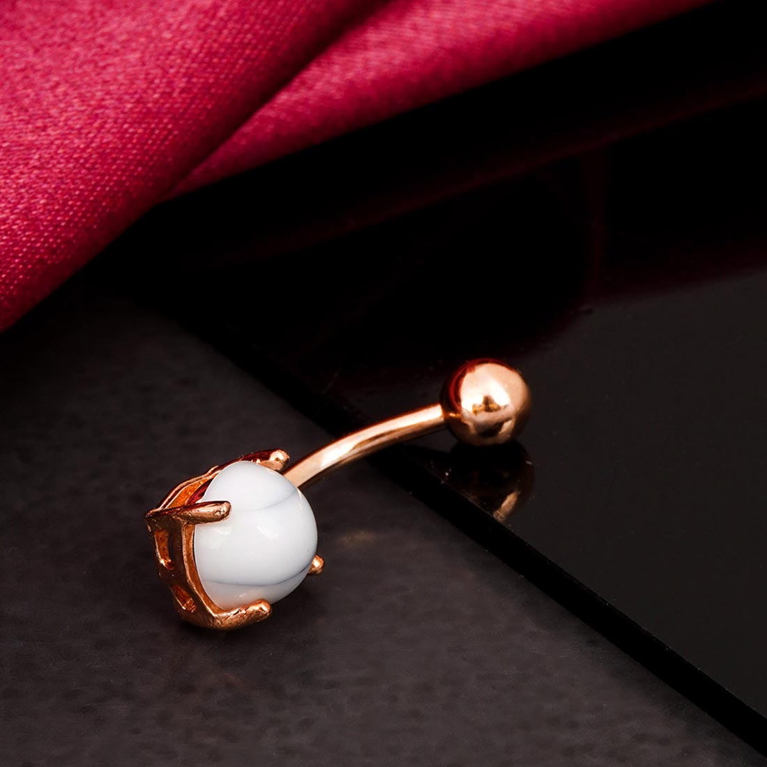 Marble Stone Rose Gold Belly Button Ring
