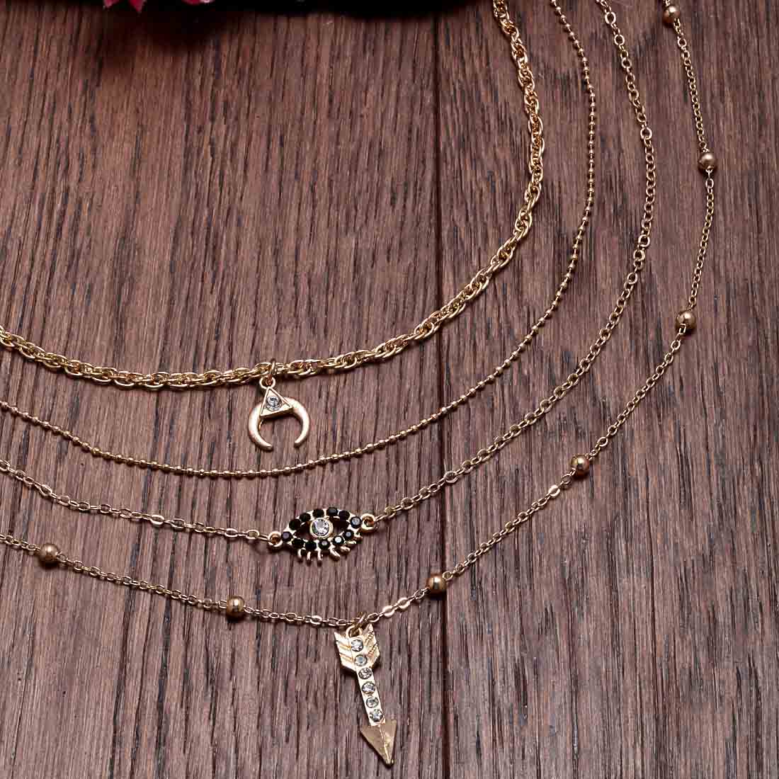 Miscellaneous Layered Charm Gold Necklace