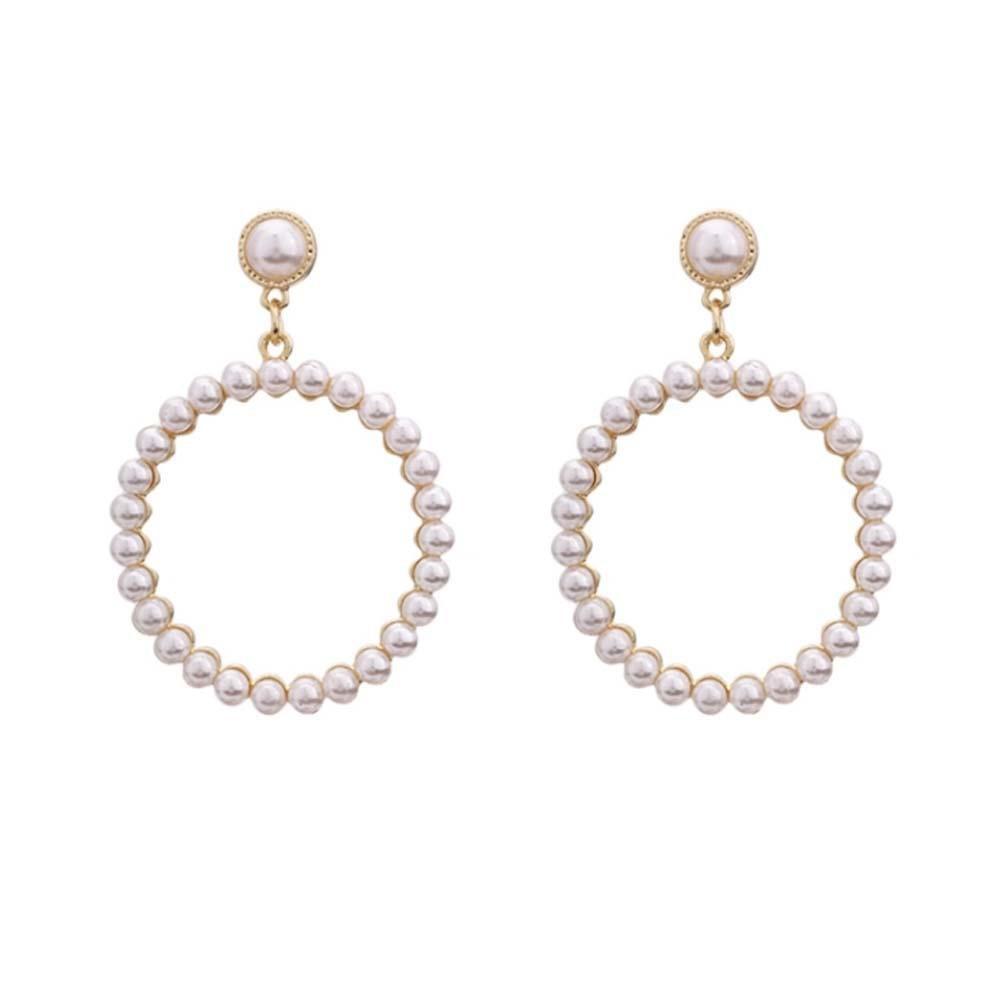 Mishka Circlular Pearl Dangler Earrings