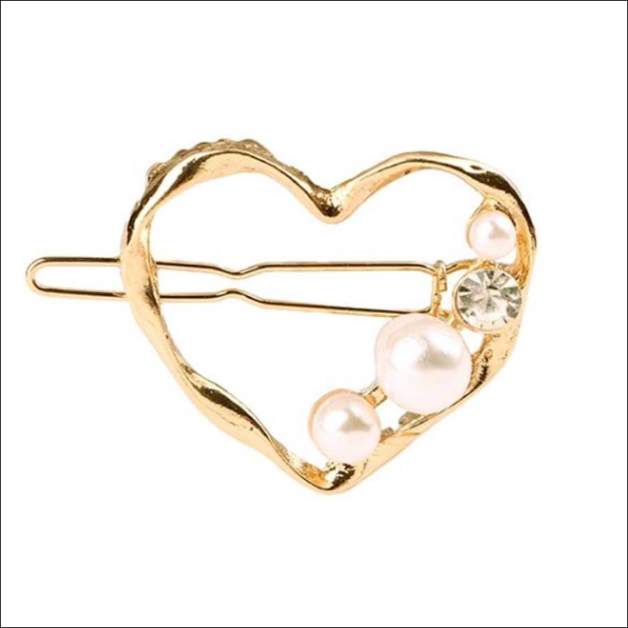 Naomi Twisted Pearl Heart Golden Hair Pin