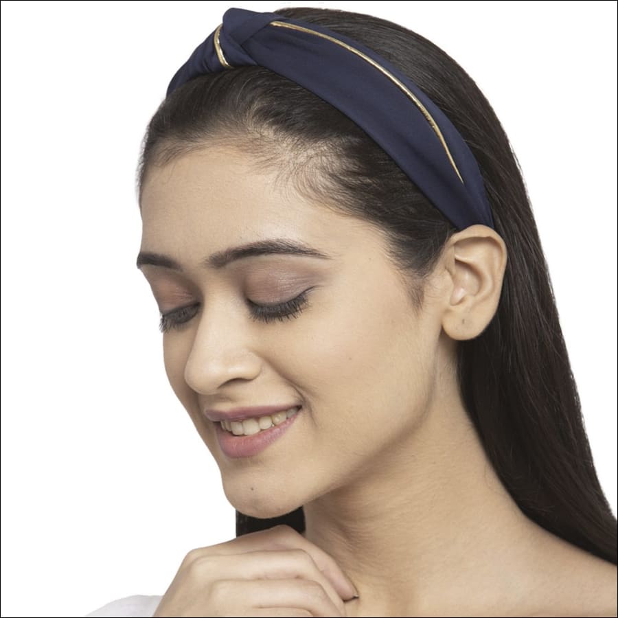 Navy Blue Gold Knot Hair Band