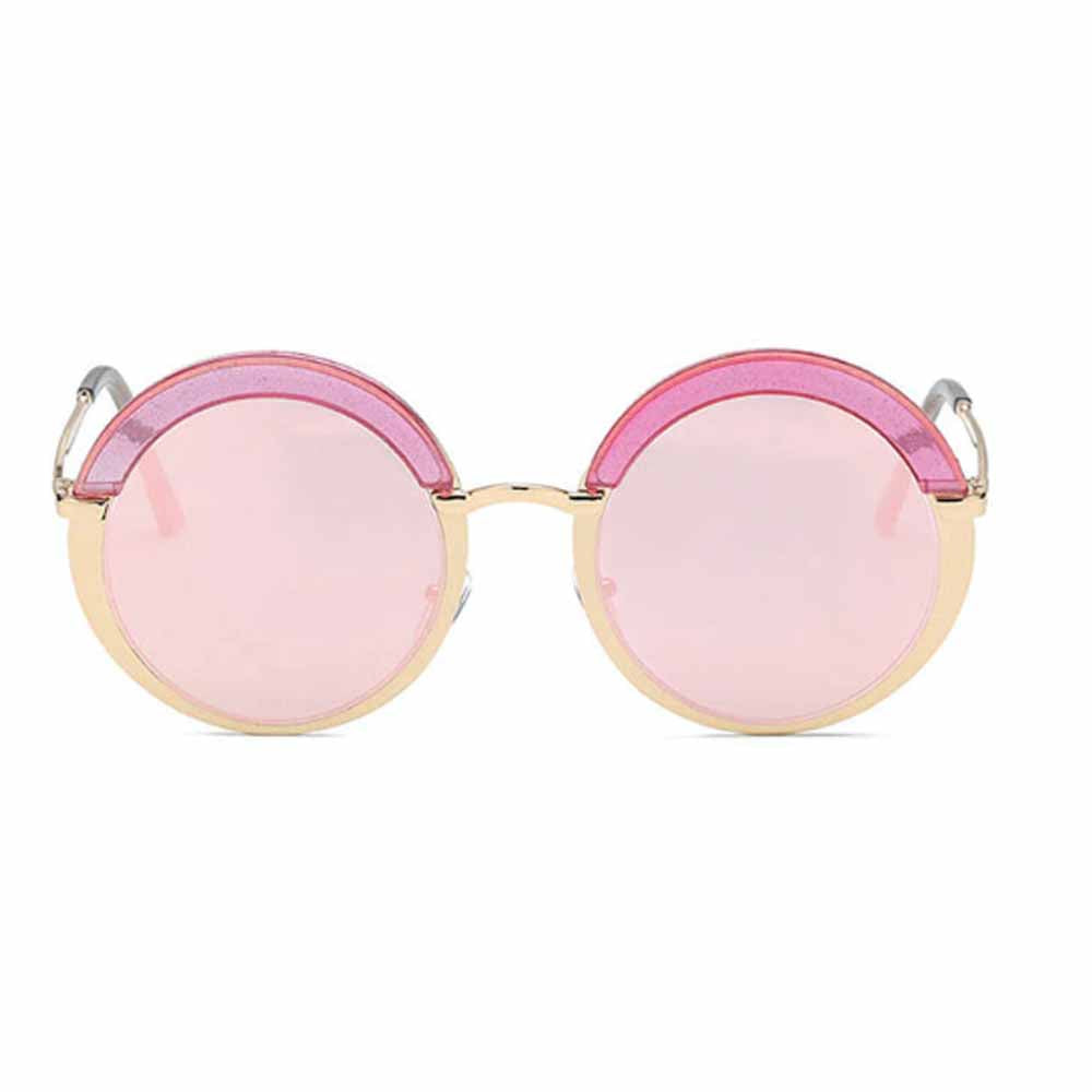 Nicola Round Pink Gold Tinted Sunglasses