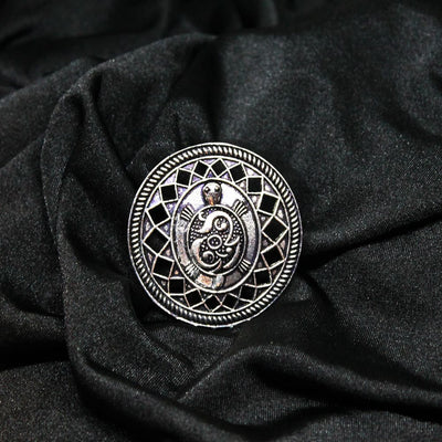 Nivitha Silver Oxidized Turtle Statement Ring
