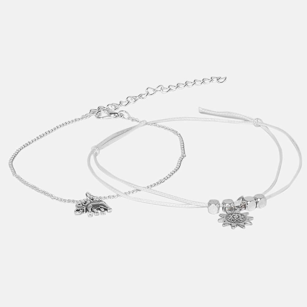 Ophia Silver Anklet - 2 Pcs Set