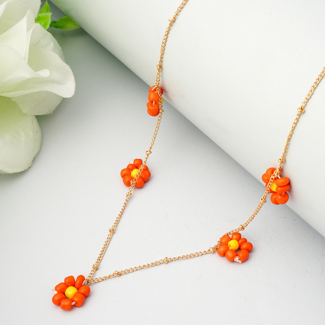 Orange Flower Necklace