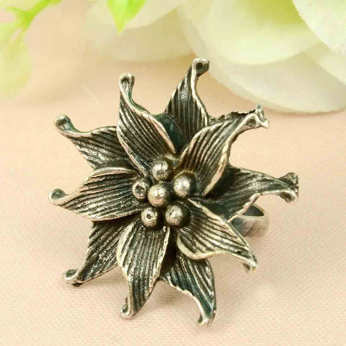 Oxidized Flower Ring