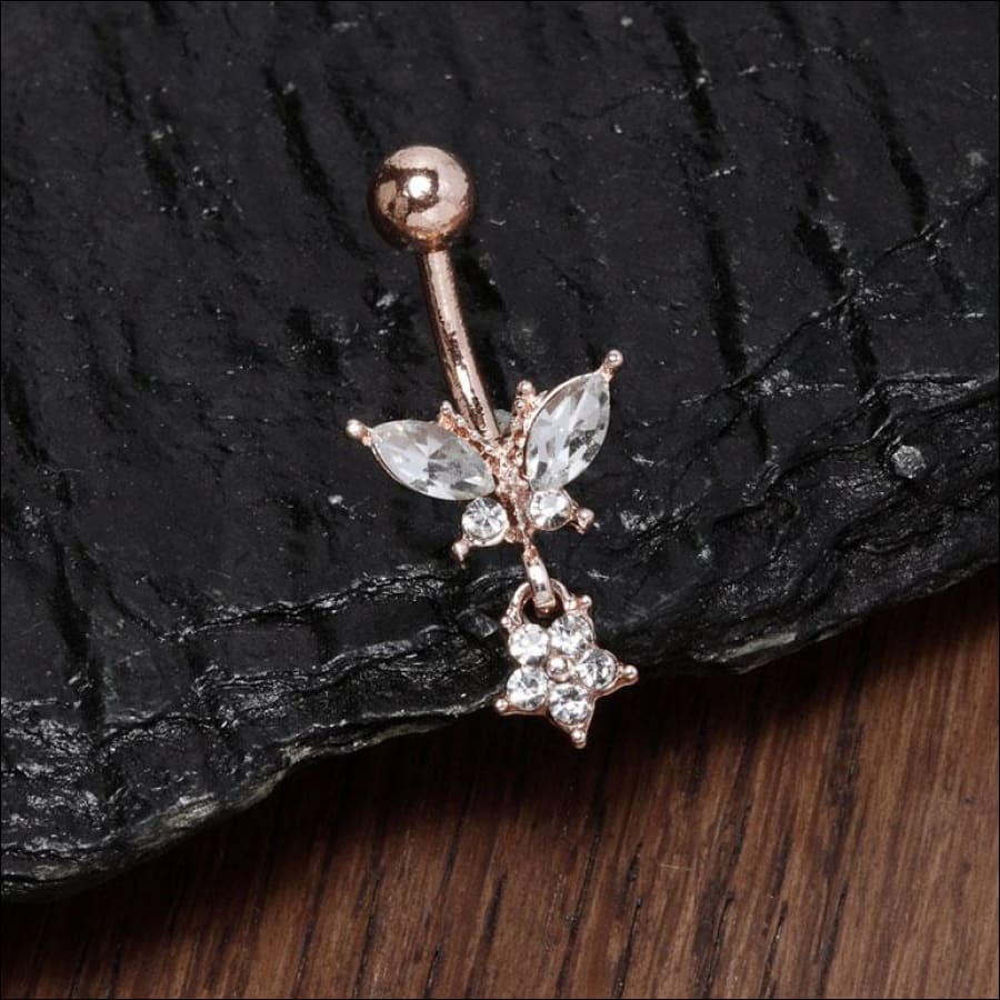 Papillon Golden Charm Belly Button Ring