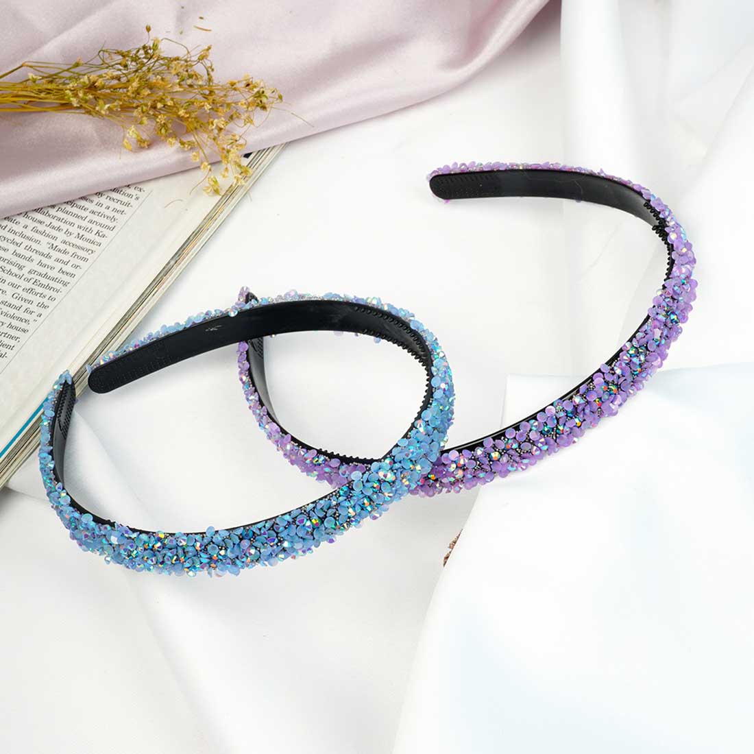 Pastel Blue & Lavender Sequin Hairband Set