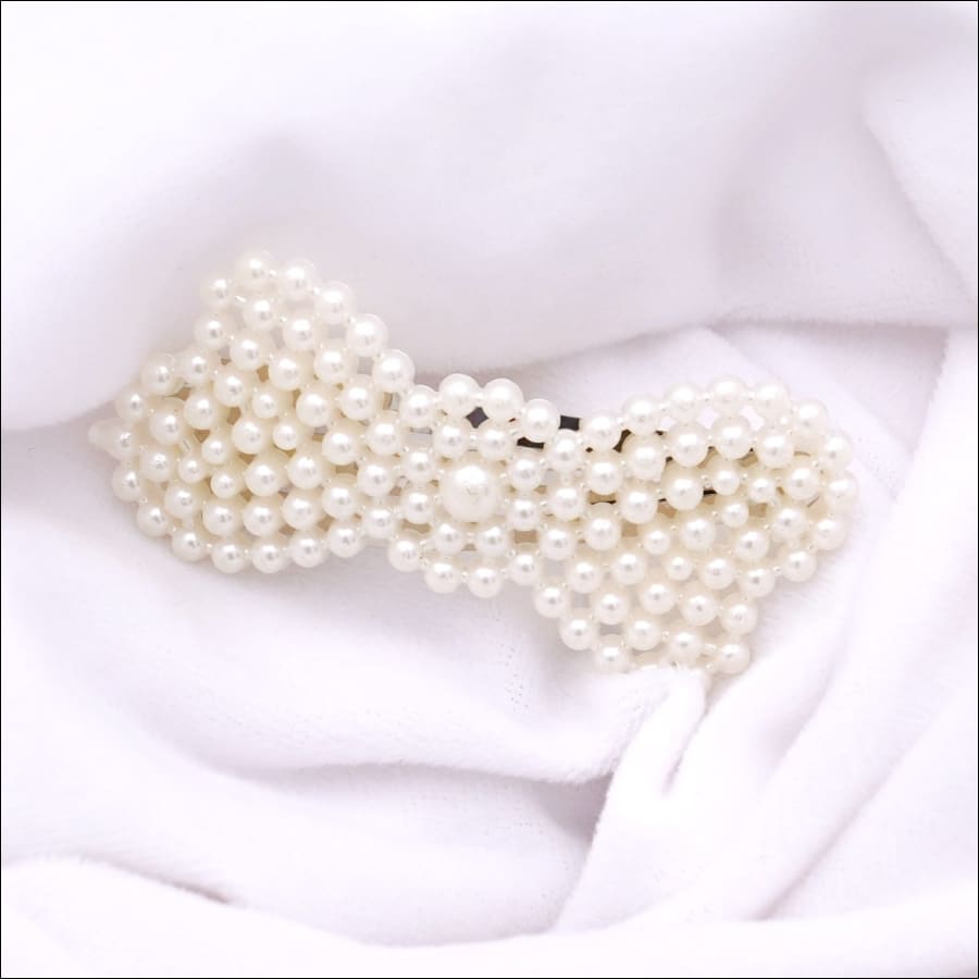 Pearl Bow Barrette Clip