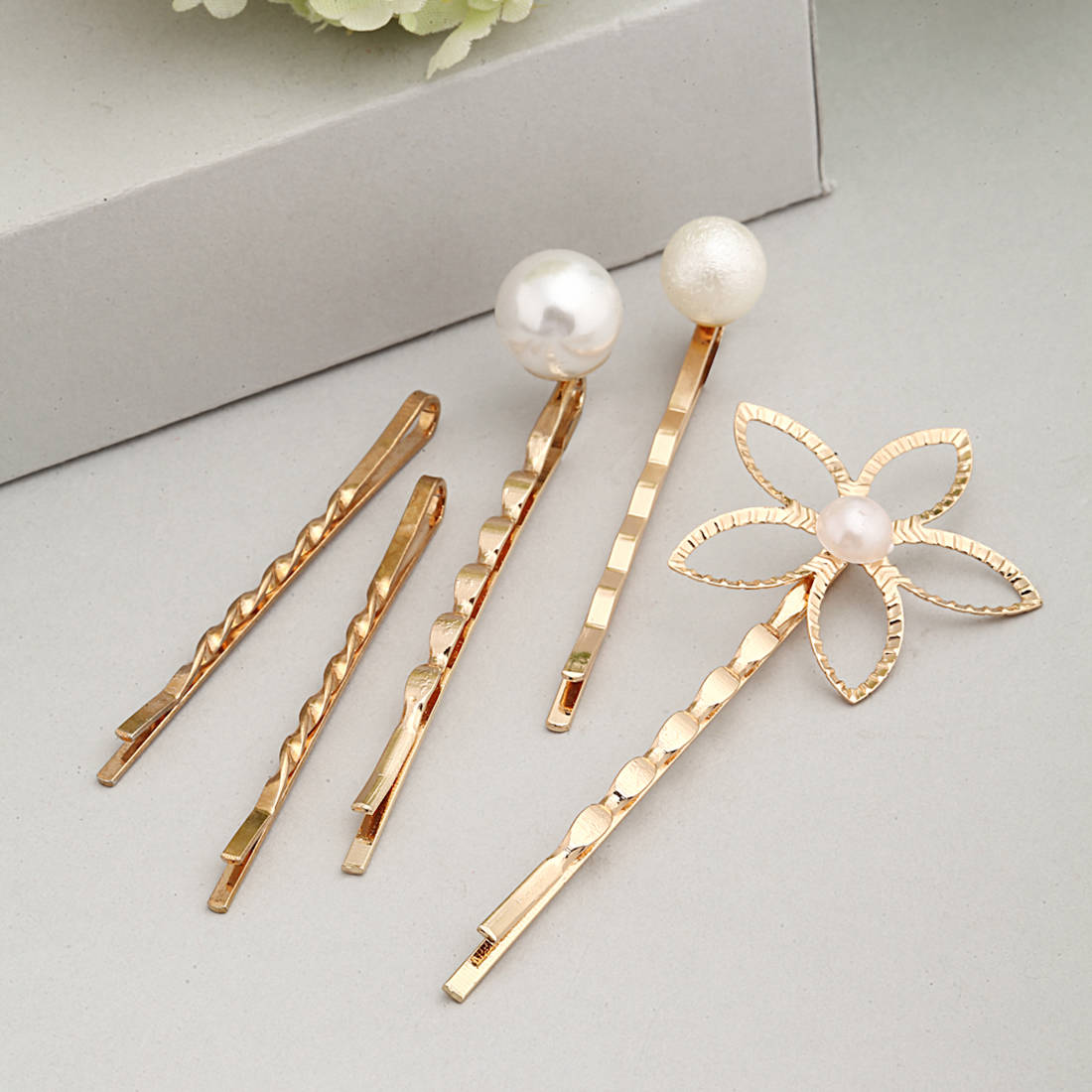 Pearl Flower Hairpins Set - 3 Pcs