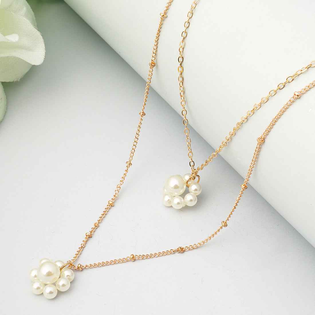 Pearl Flower Layered Necklace
