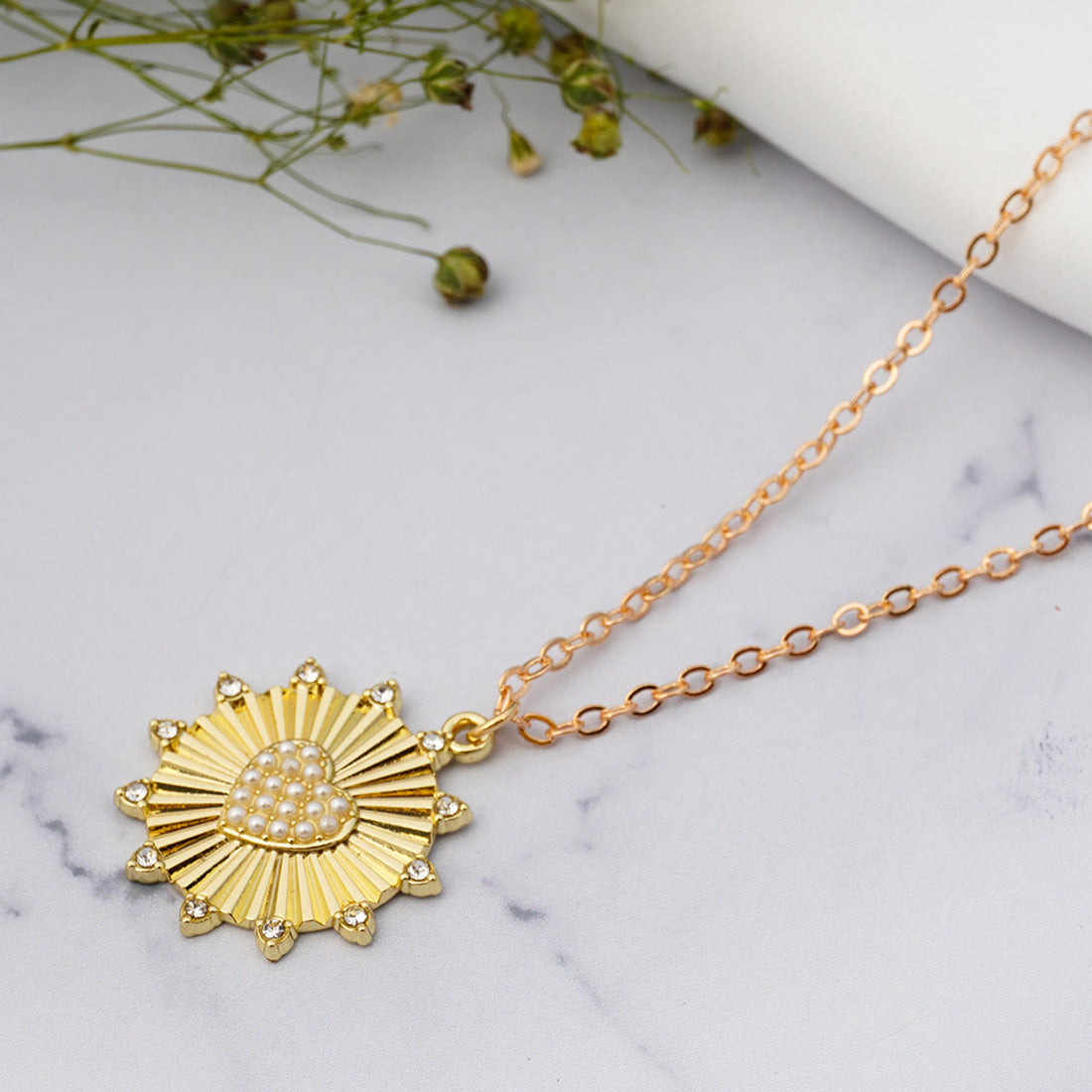 Pearl Heart Coin Gold Necklace
