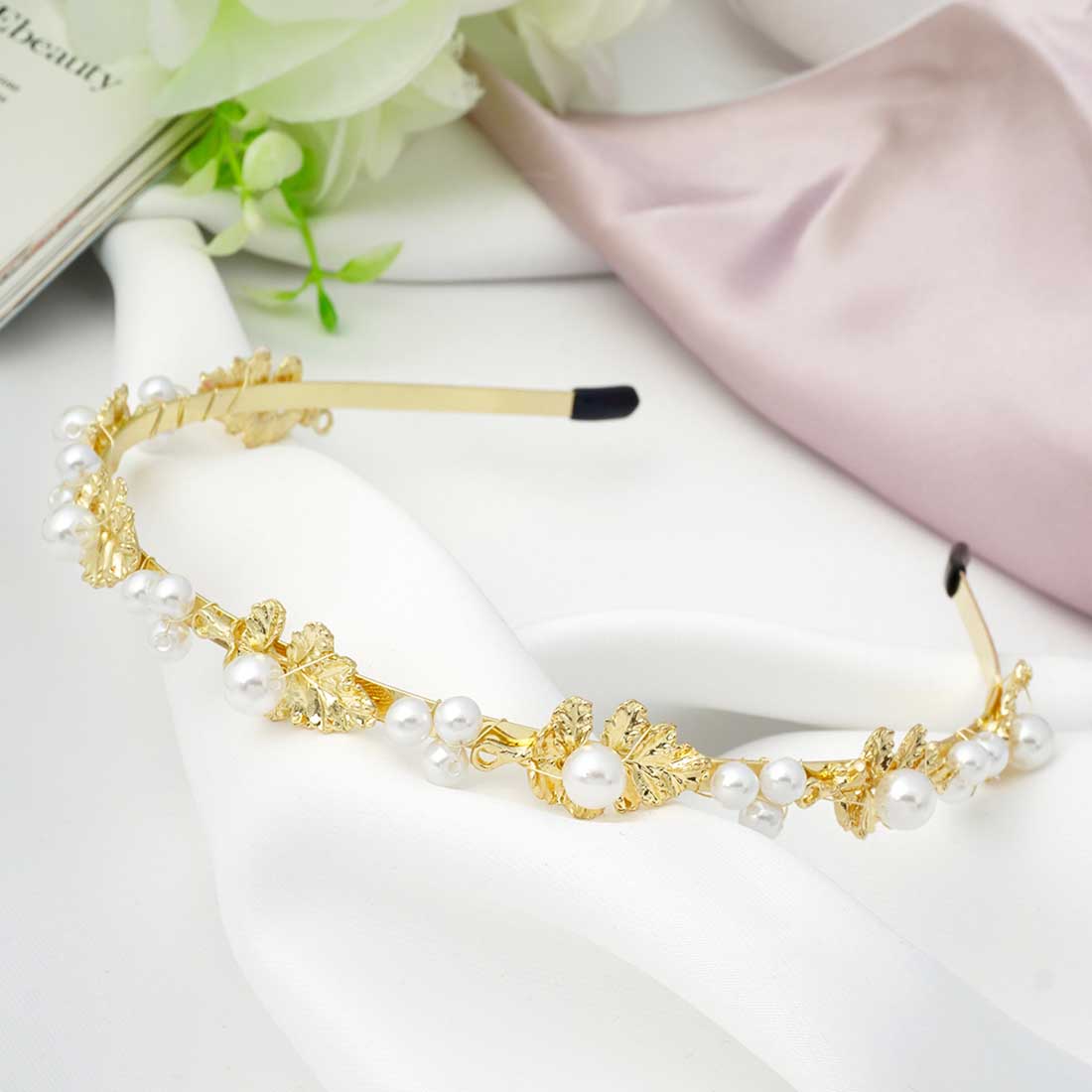 Pearl Leaf Gold Hairband