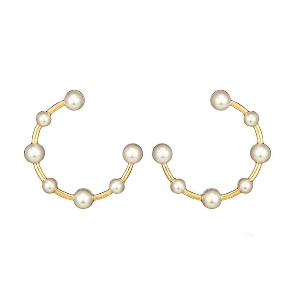 Pearls Semi Hoop Earrings