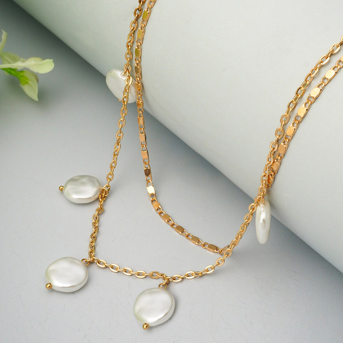 Pearly Stone Layered Necklace