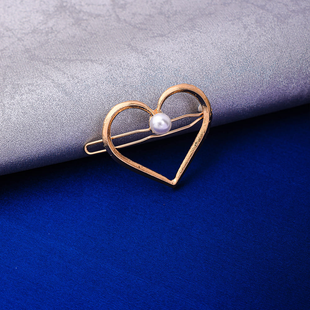 Phyllis Golden Pearl Heart Hair Pin