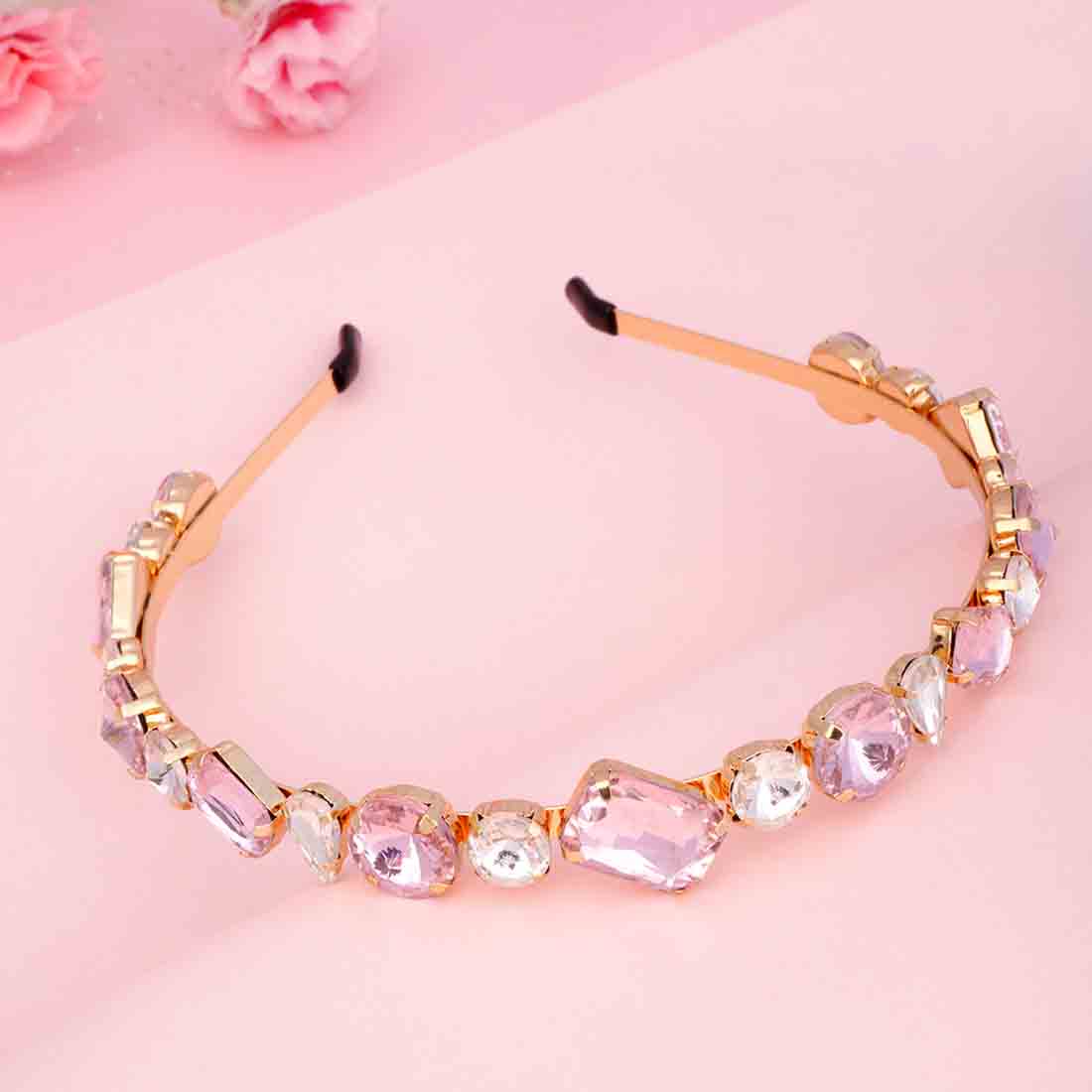 Pink and Clear Crystal Studded Hairband