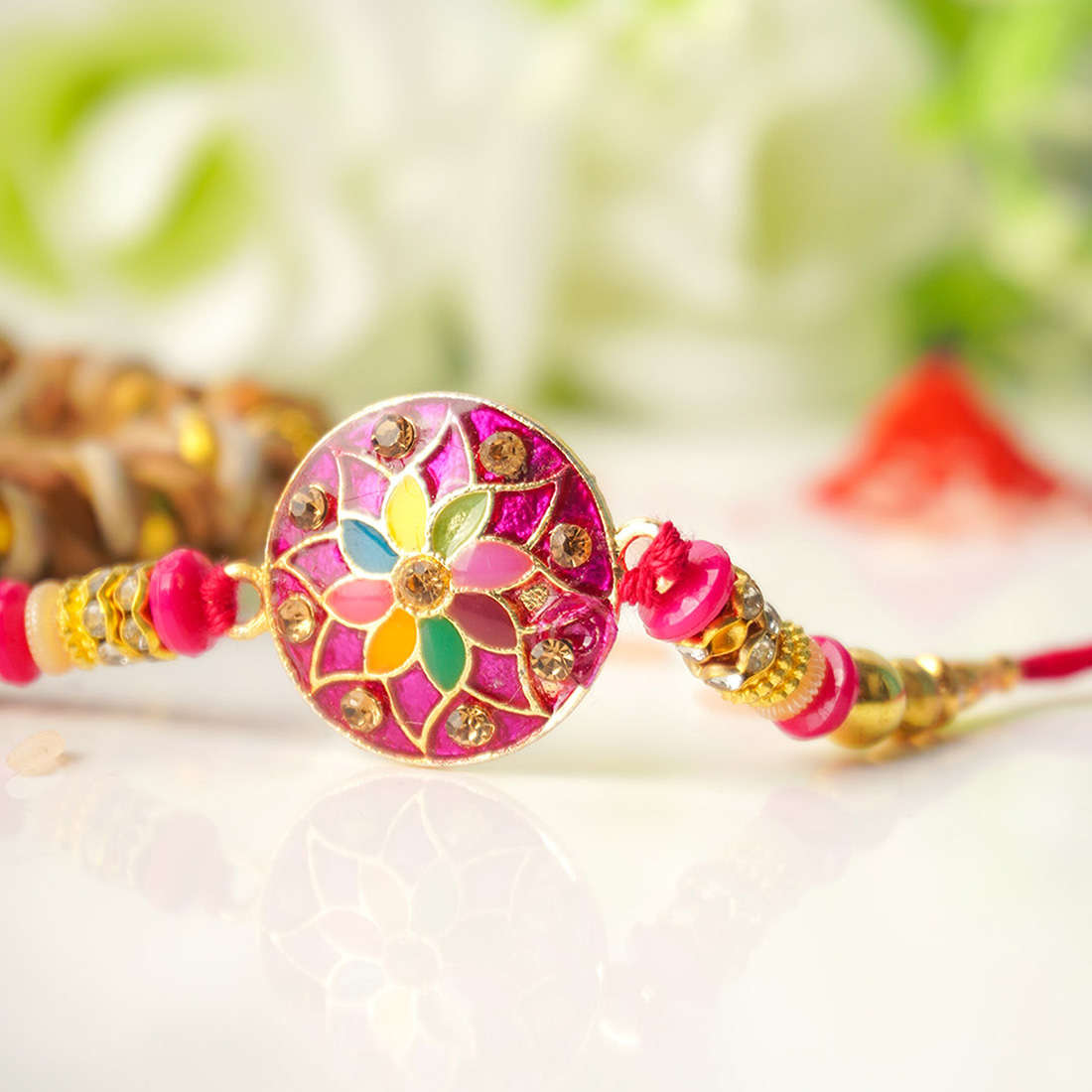 Pink Mandala Flower Rakhi
