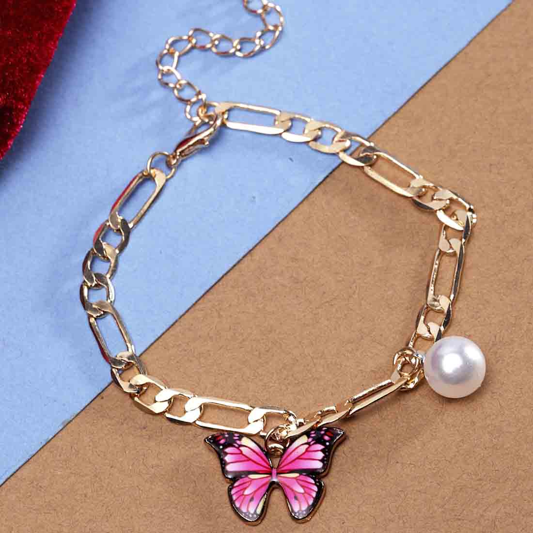 Pink Pearl Butterfly Bracelet