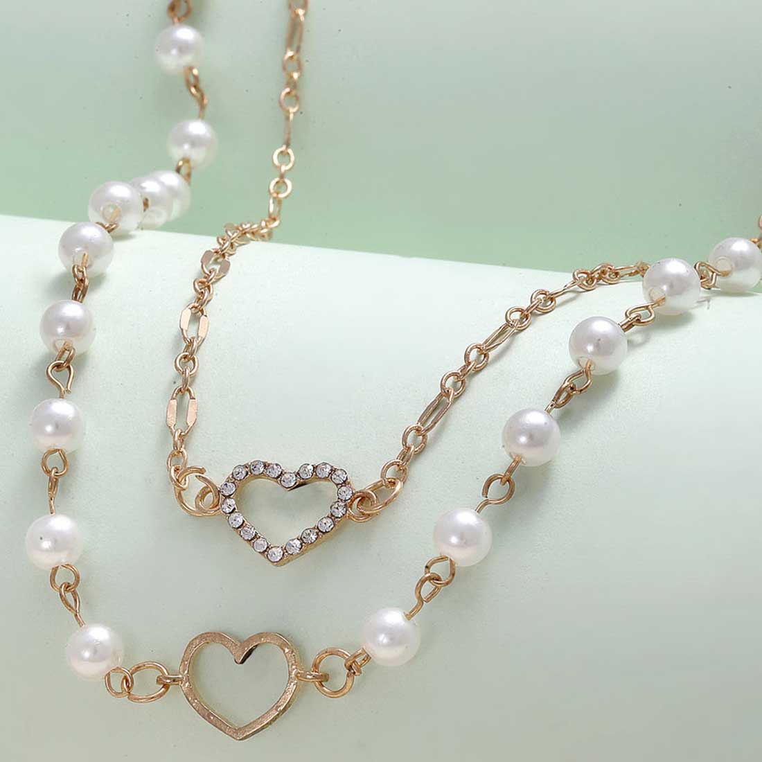 Rashiqa Pearl-Heart Layered Necklace