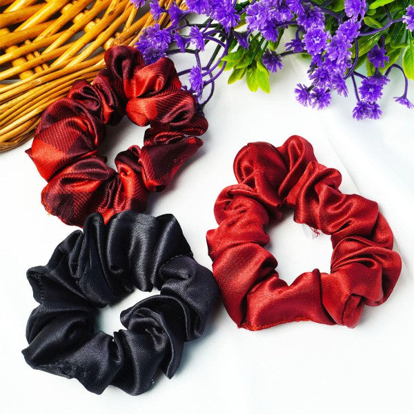Red & Black Scrunchies Set of 3