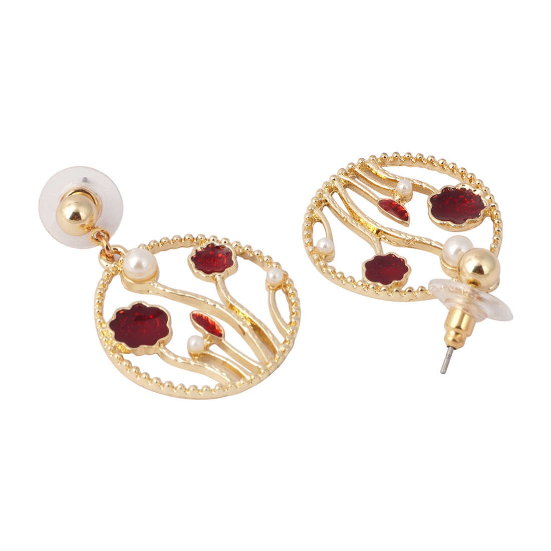 Red Crystal Ring Earrings
