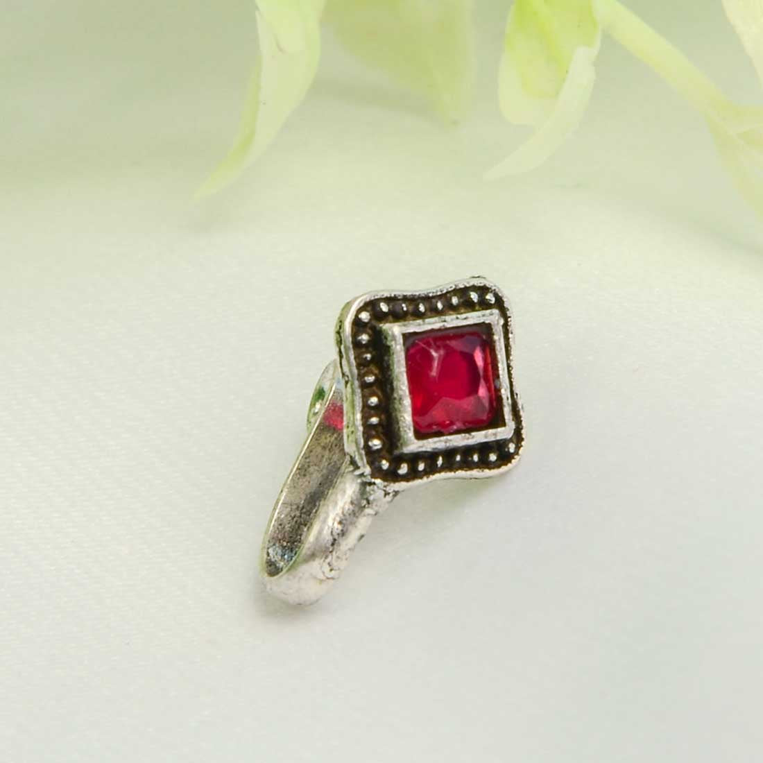 Red Crystal Square Nose Ring