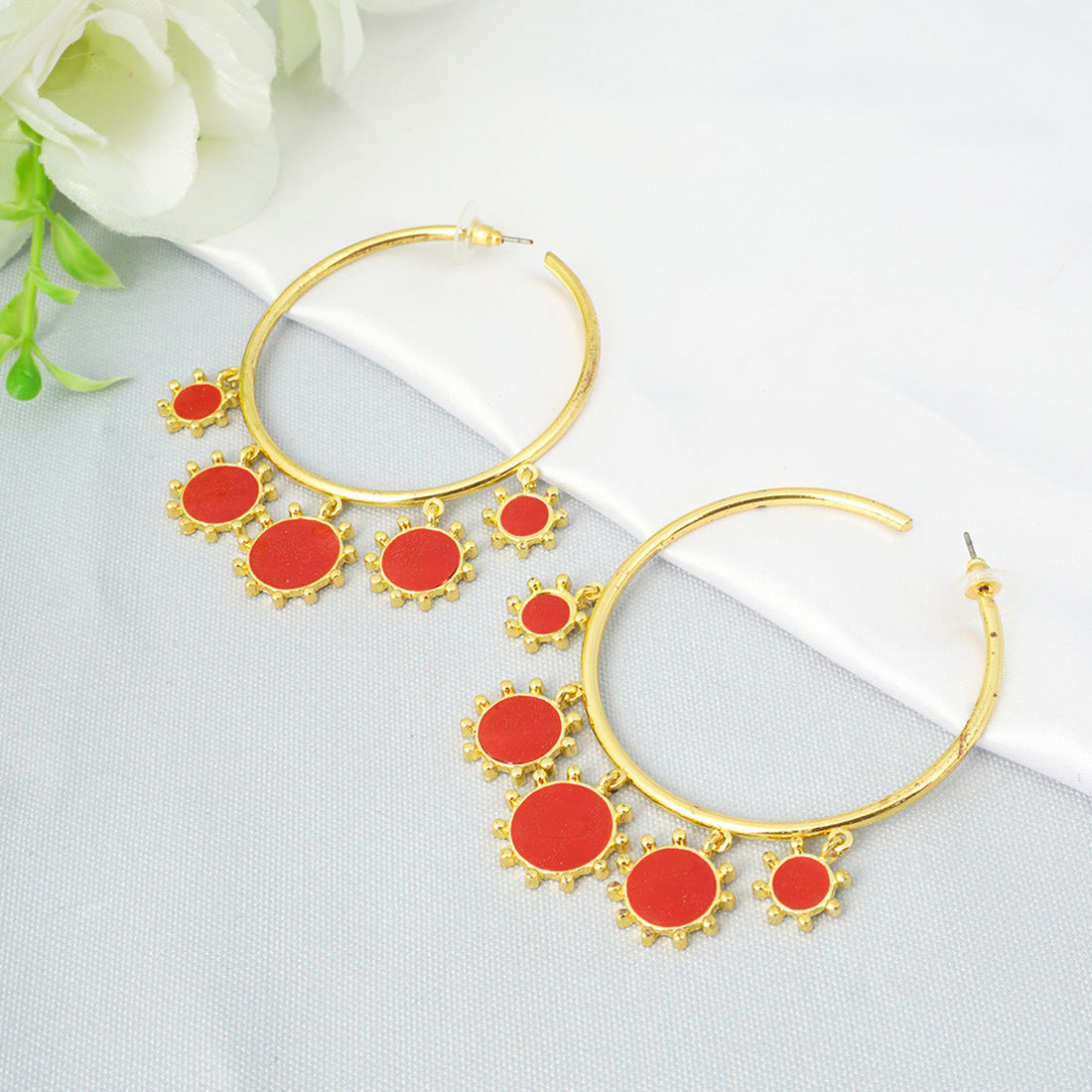 Red Sun Gold Hoops