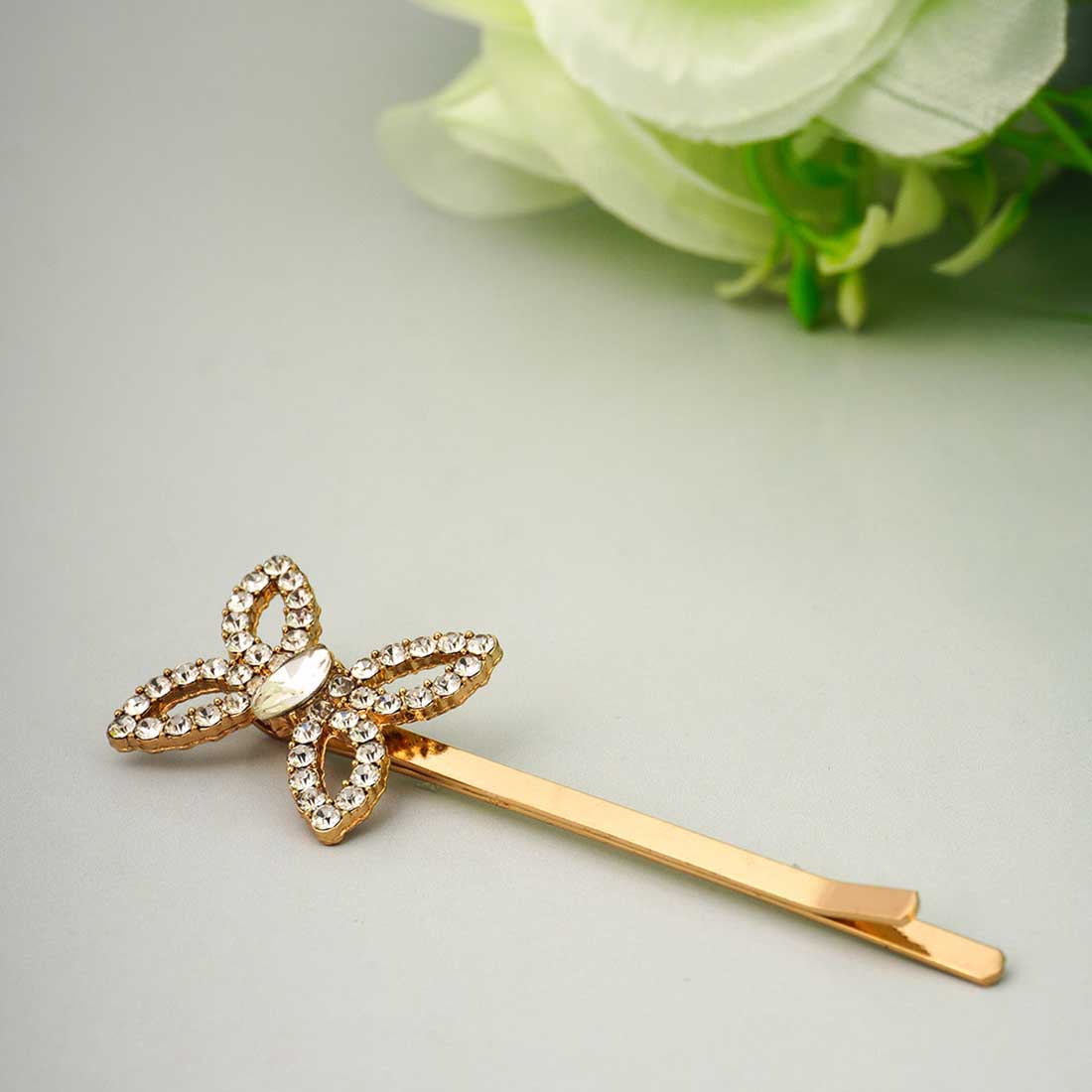 Rhinestone Butterfly Gold Hairclip