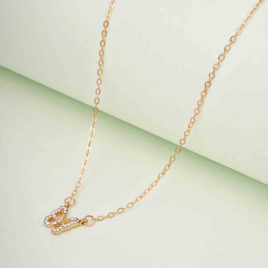 Rhinestone Butterfly Pendant Necklace