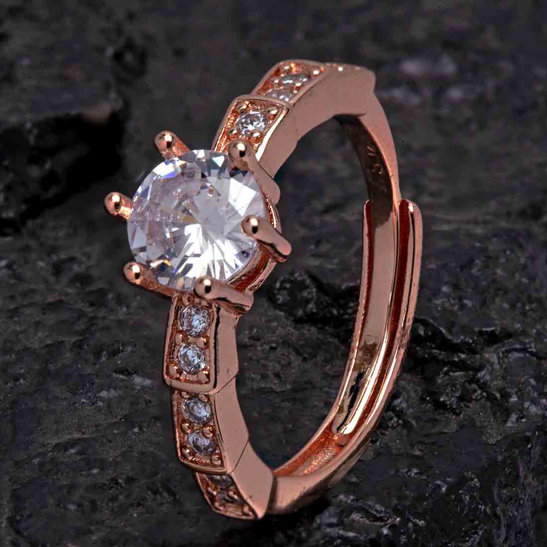 Rhinestone Studded Rosegold Ring