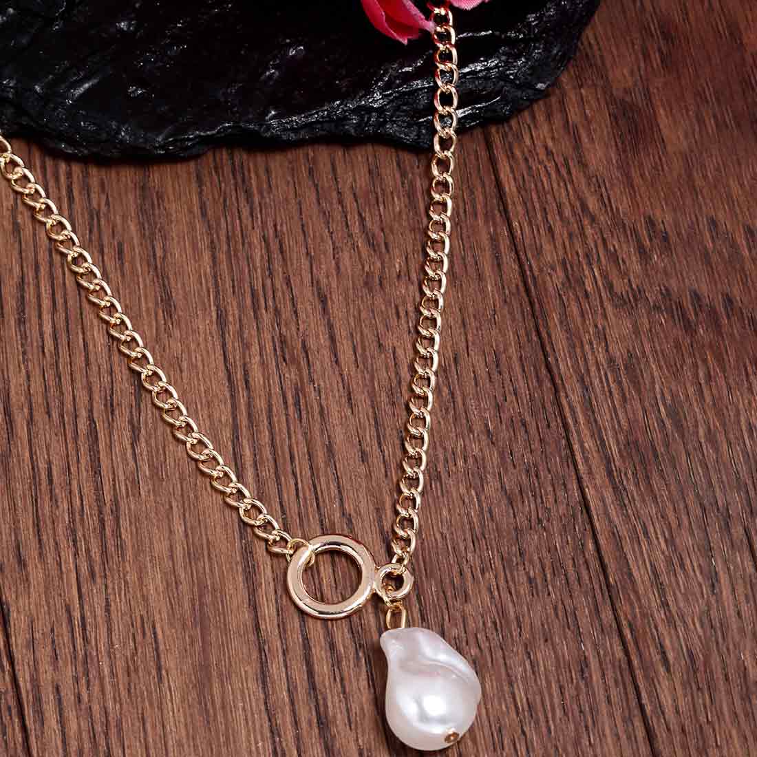 Ring Pearl Chain Necklace