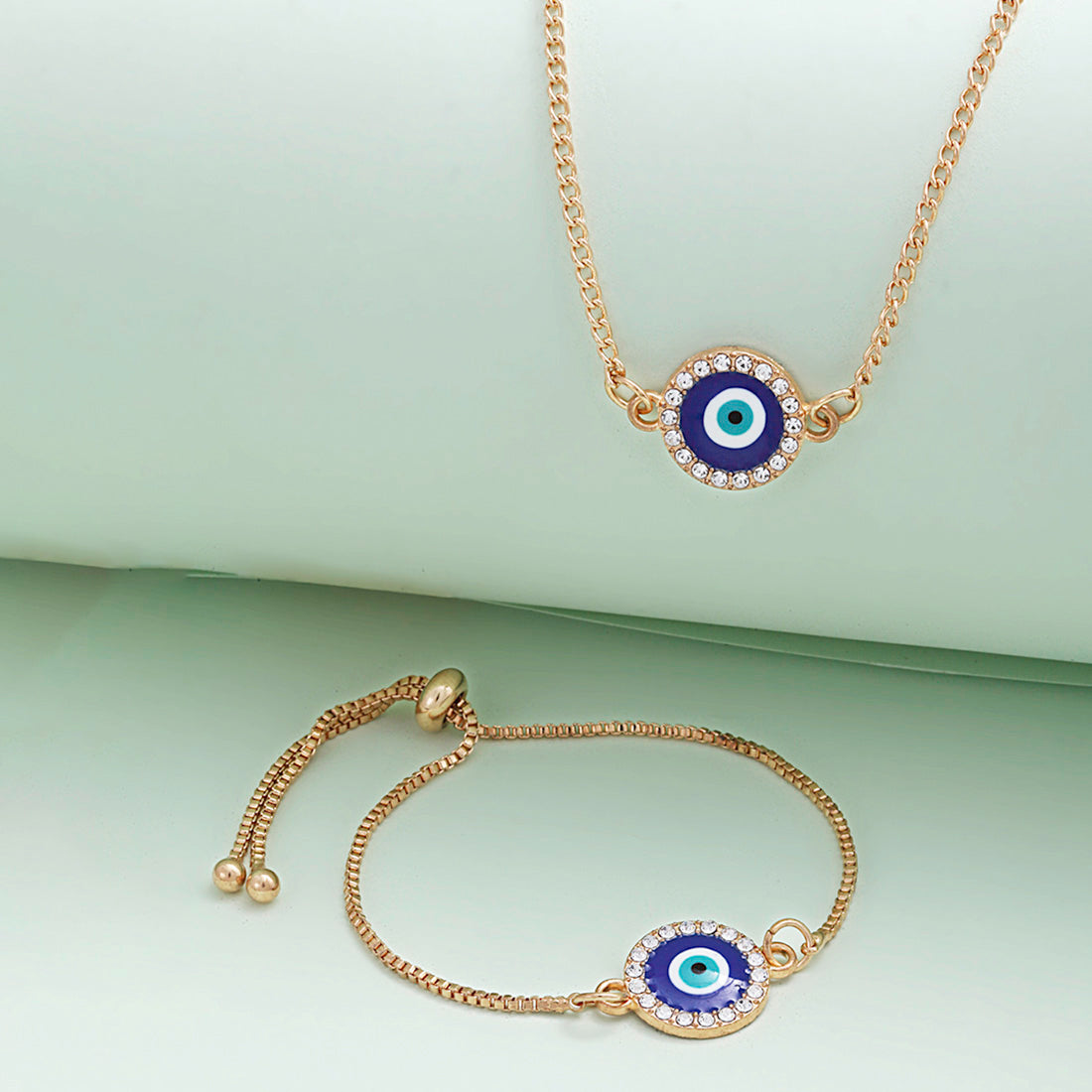 Round Crystal Boundary Evil Eye Jewel Set