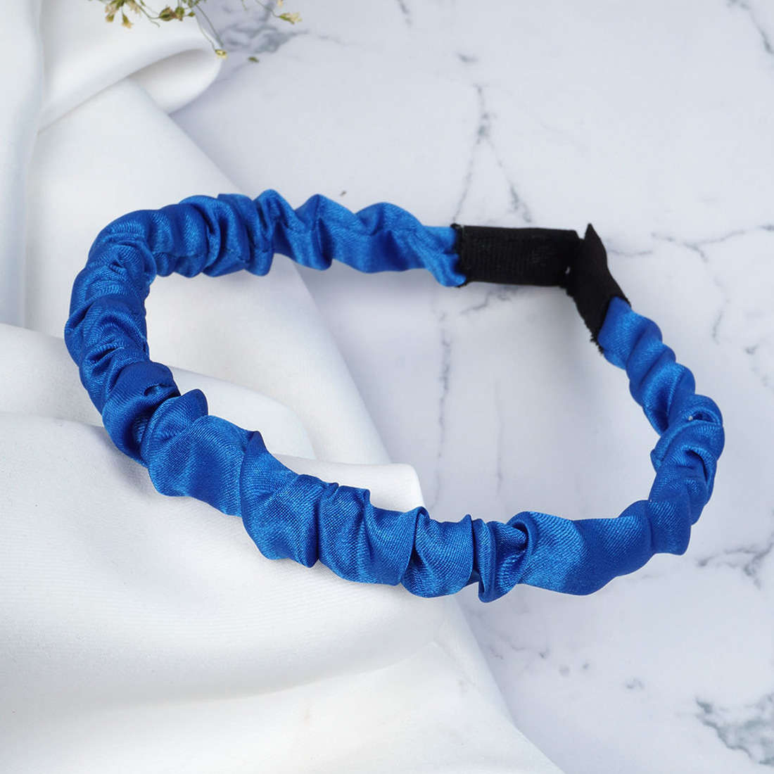 Ruffled Blue Printed Hairband