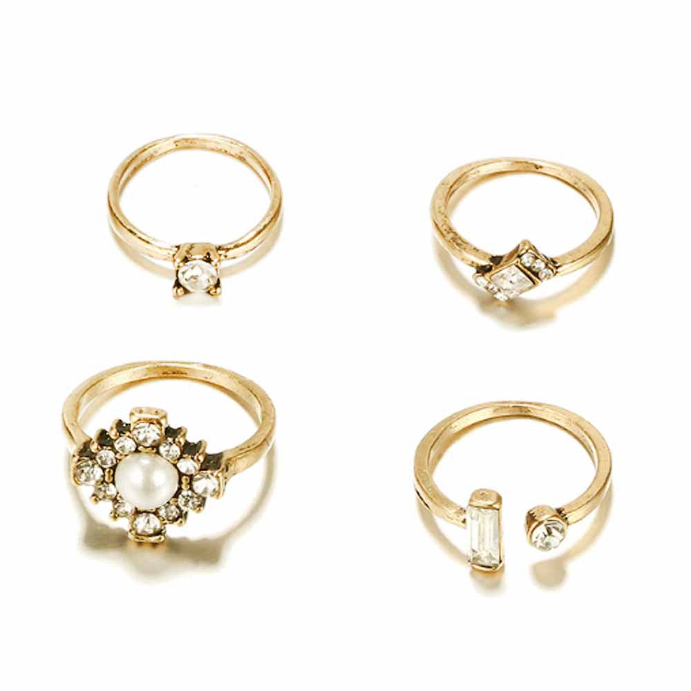 Sava Golden 4 Pcs Ring Set