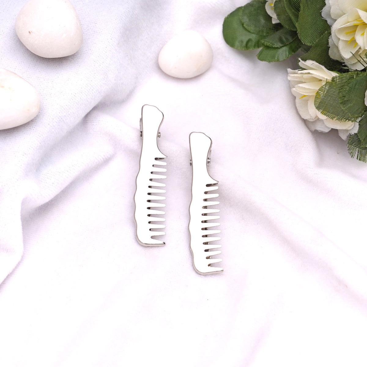 Silver Comb Hairclip - Set of 2