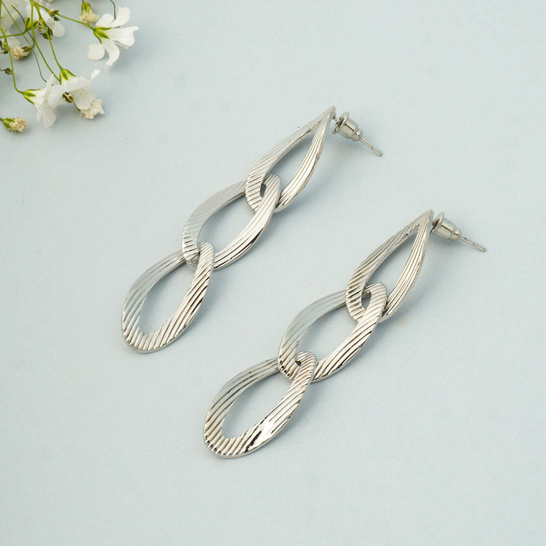 Silver Curb Chain Earrings
