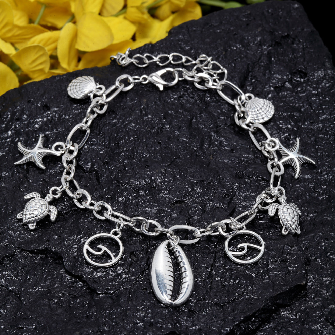Silver Shells Charm Anklet