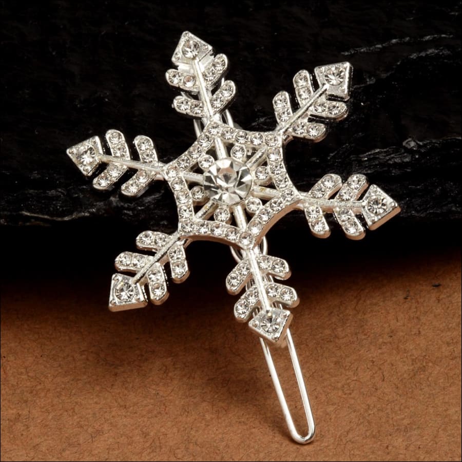 Silver Snowflake Crystal Hairpin