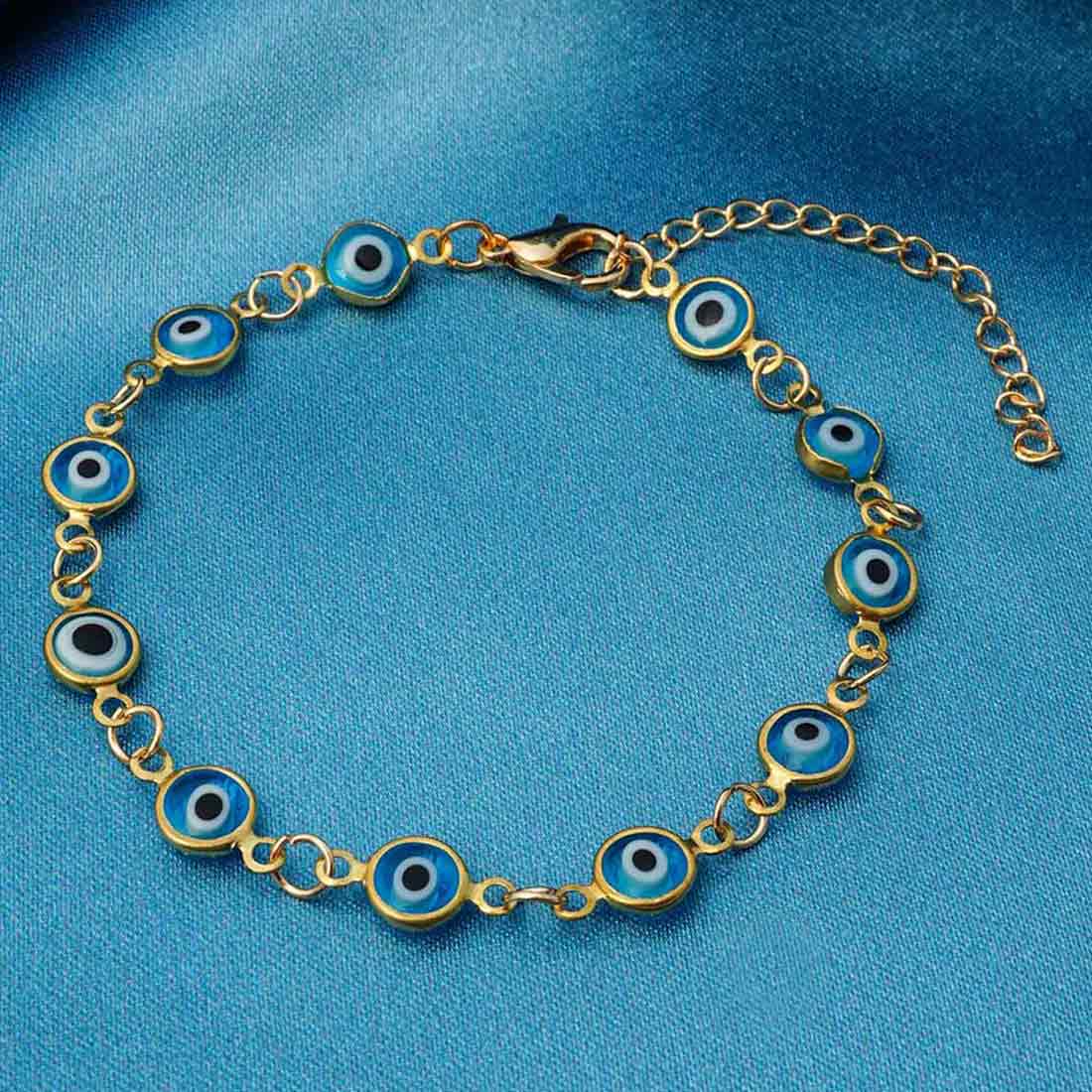 Sky Blue Evil Eye Bead Chain Bracelet
