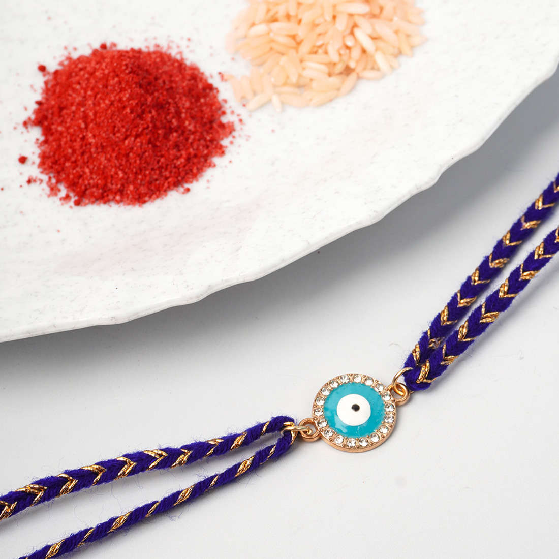 Sky Blue Round Evil Eye Rakhi