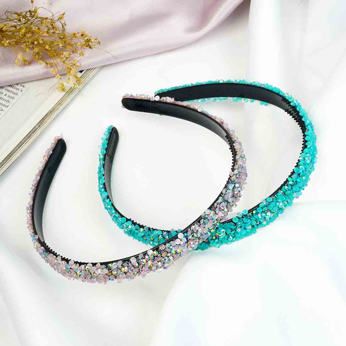Sky Blue Silver Sequin Hairband Set