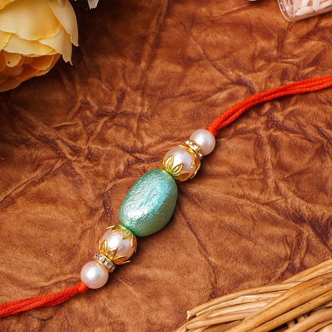 Sky Blue Statement Pearl Rakhi