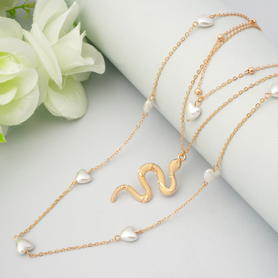 Snake Heart Layered Necklace