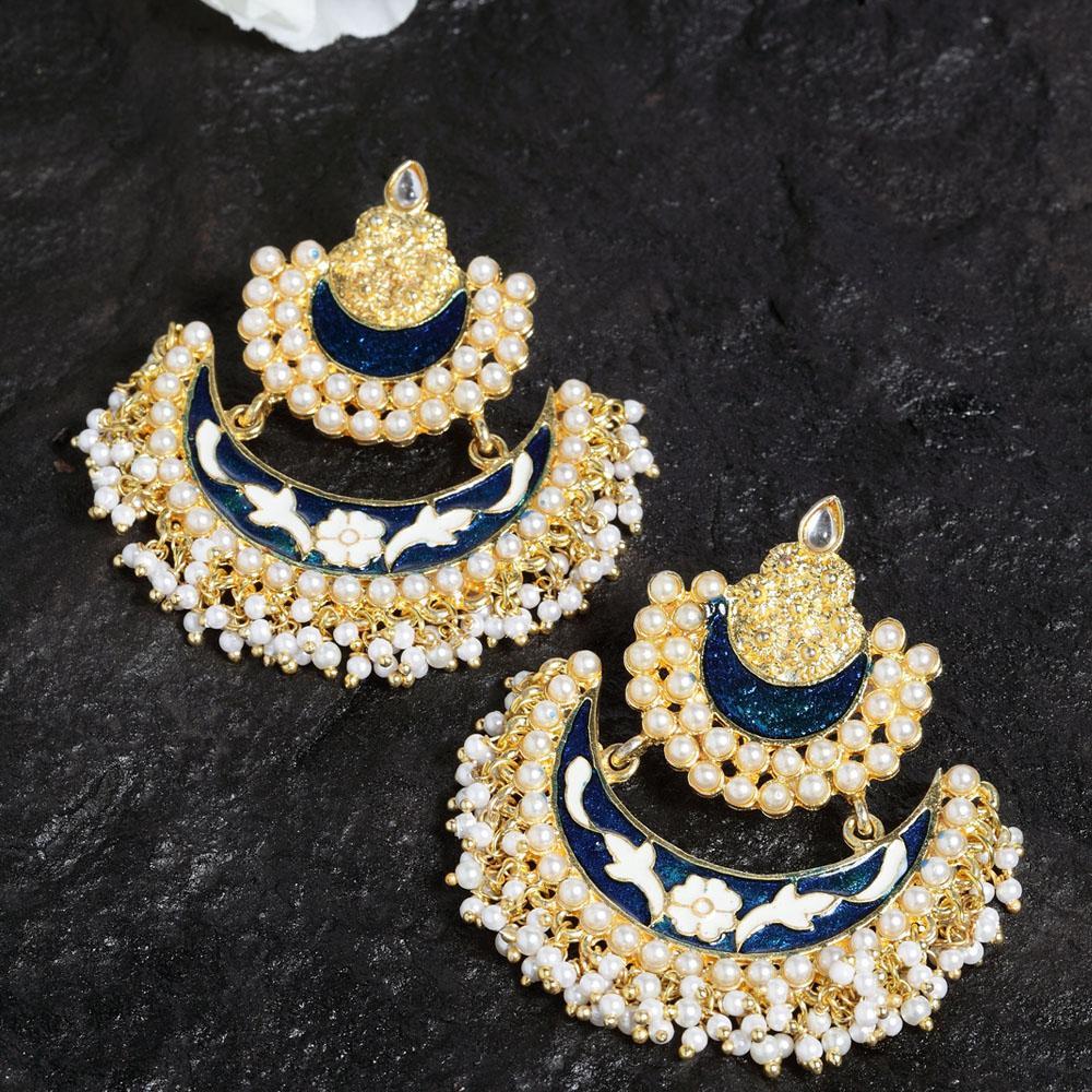 Soha Navy-Blue Pearl Chandbalis