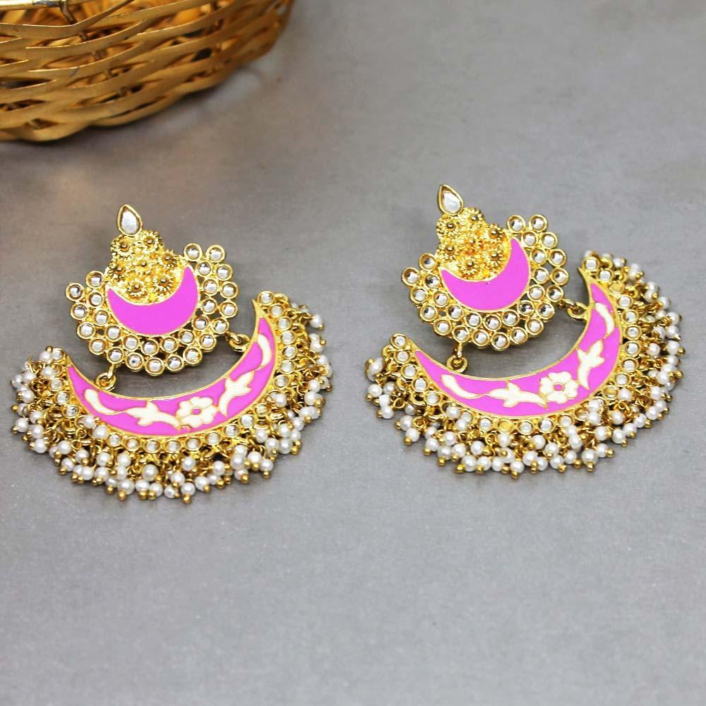 Soha Pink Gold Pearl Charm Earrings